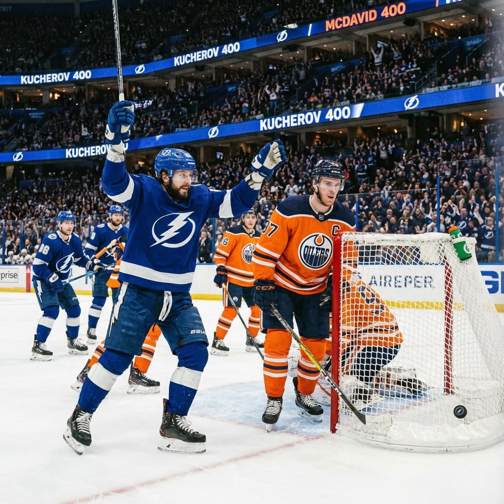 Кучеров достиг 400 голов в НХЛ и сравнялся с Макдэвидом